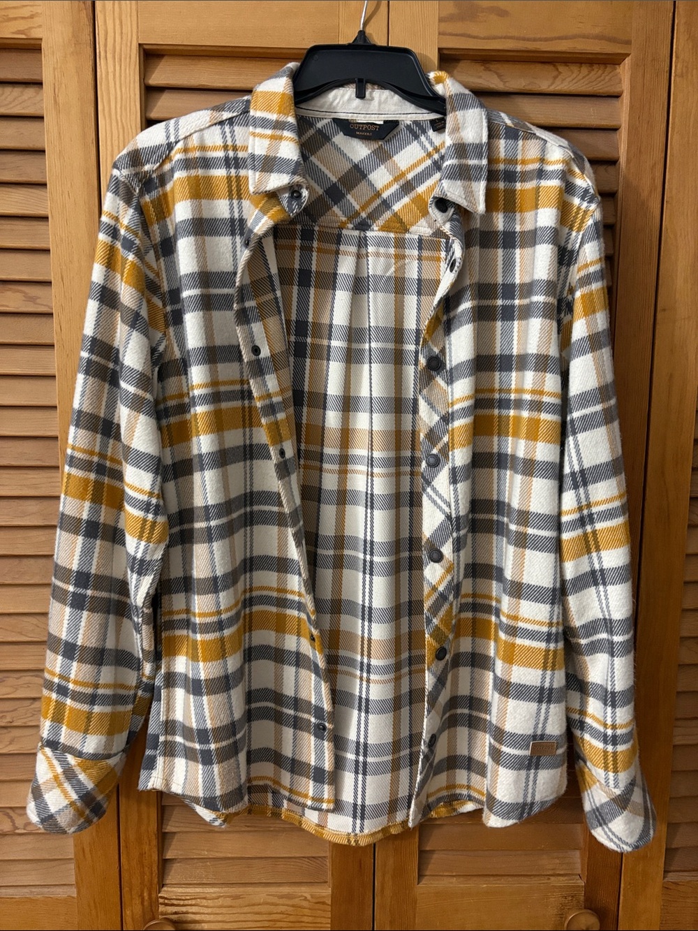 Casual Plaid Button-Down Shirt - Cream, Mustard & Gray
